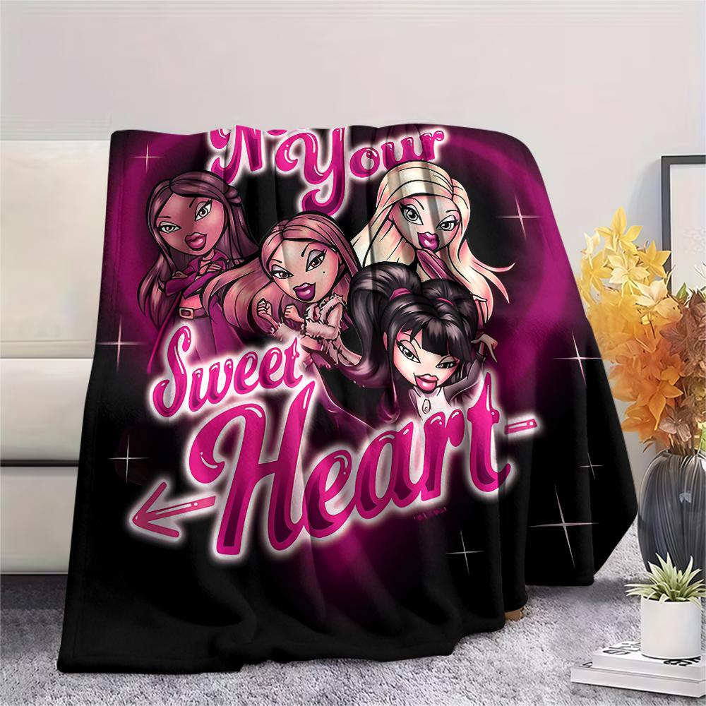 1pz Coperta di Flanella con Stampa Bratz, Alta Qualità per Tutte le Stagioni, Arredamento per la Casa, Calore e Comfort, Perfetta per Regali di Natale