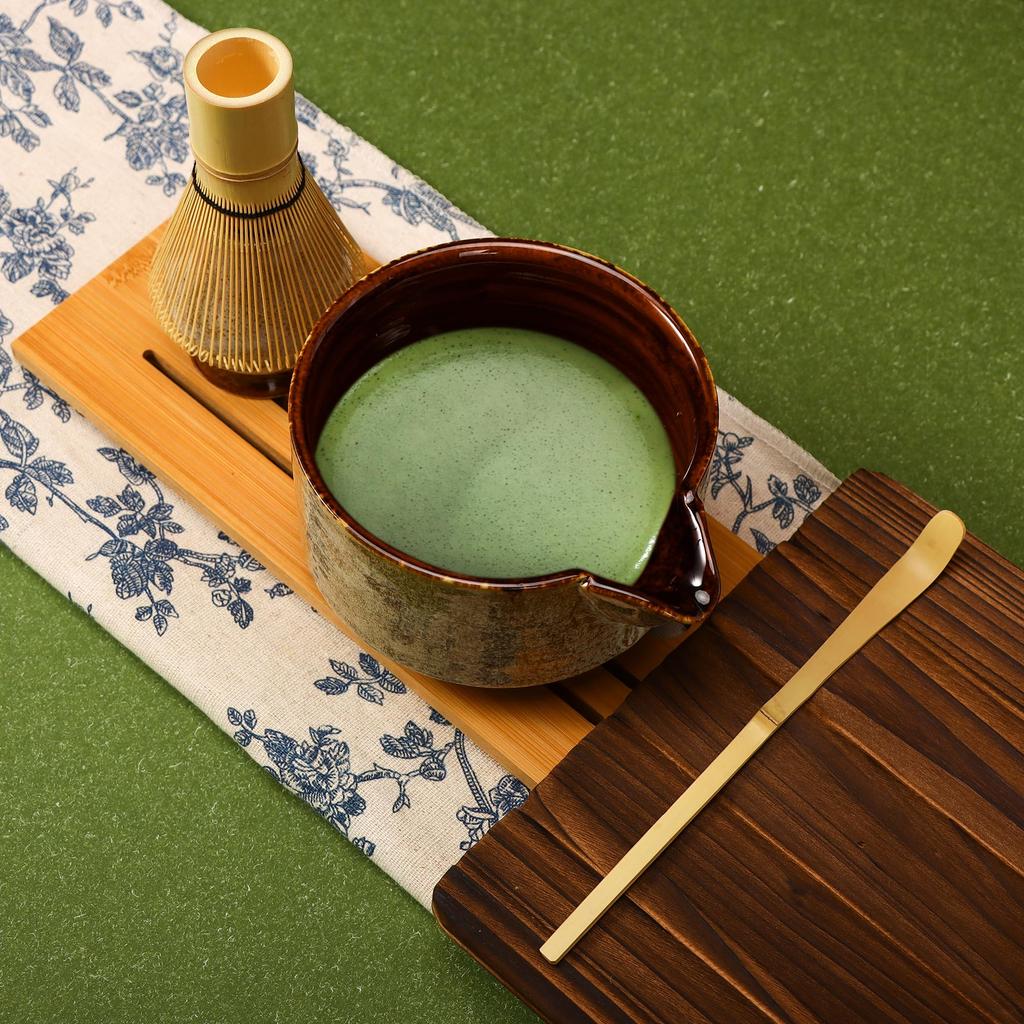 DiDiBirDi Matcha Bowl Set, 4-Piece Tea Ceremony Set, Includes Matcha Bowl, Matcha Whisk Stand, Matcha Bamboo Scoop, and Traditional Bamboo Chasen, a