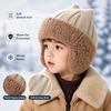 Ribbed Knit Winter Earflap Hat Plush Lining Cat Ear Beanie New Plush Lined Hat  For Children