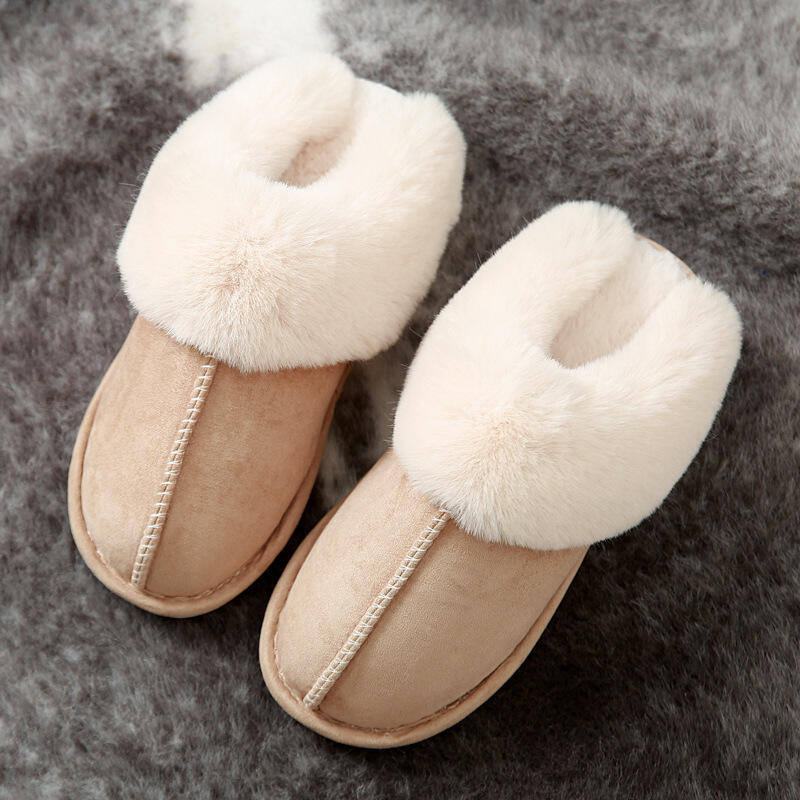 Роскошные Уютные Меховые Тапочки Beige M