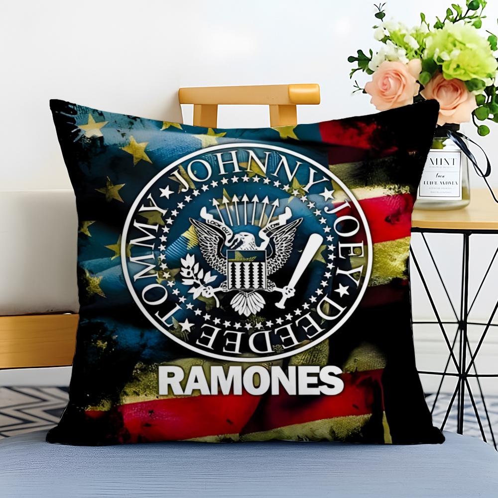 Band Punk R-Ramones Cushion Cover Washable Linen Pillowcase Soft For Sofa Bed Cozy Home Room Decor