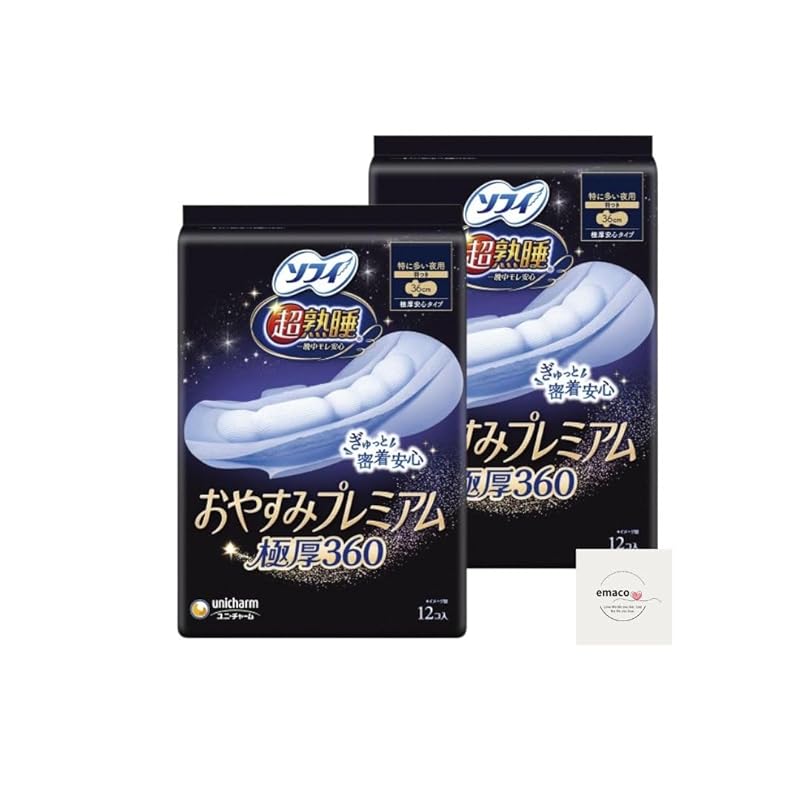 

[Bulk purchase] Sophie Super deep sleep good night premium extra thick 360 Especially for night use 36cm with wings (12 pieces) 2 sets Comes with
