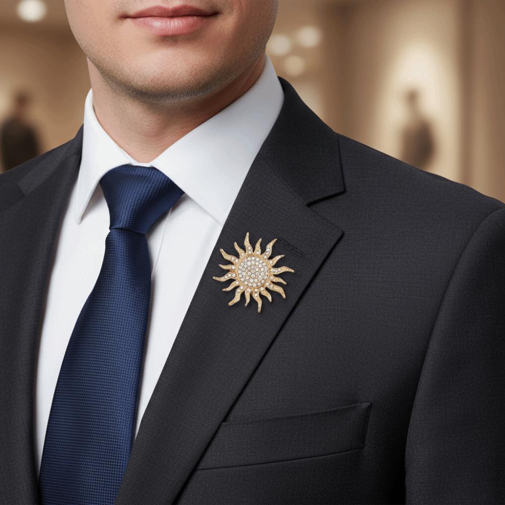 Sunflower Suit Lapel Pin Metal Men Brooch Vintage Fashion Suit Collar Pin  Collar Decoration