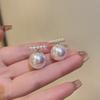 Fashion Geometric Bow Flower Pearl Earrings Women'S Premium Versatile Small Fragrant Wind Earrings