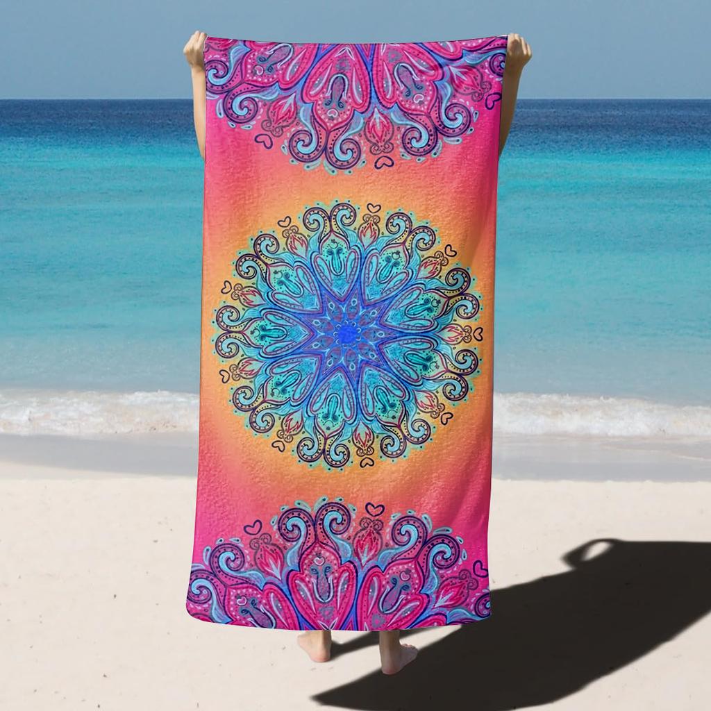 1PC Mandala Pattern Beach Towel for Abuela Abuelo Mama Papa Festival Day Birthday Quick-Dry Towel For Bath Yoga Tourism Swimming