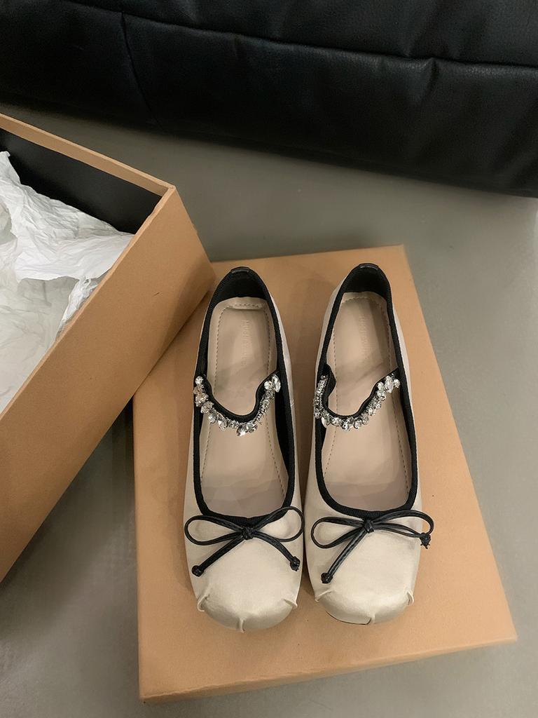 Inner Height Increase Pink Mary Jane Single Shoes Fairy Shoes Spring and Autumn 2024 New French Spring Bow Evening Shoes