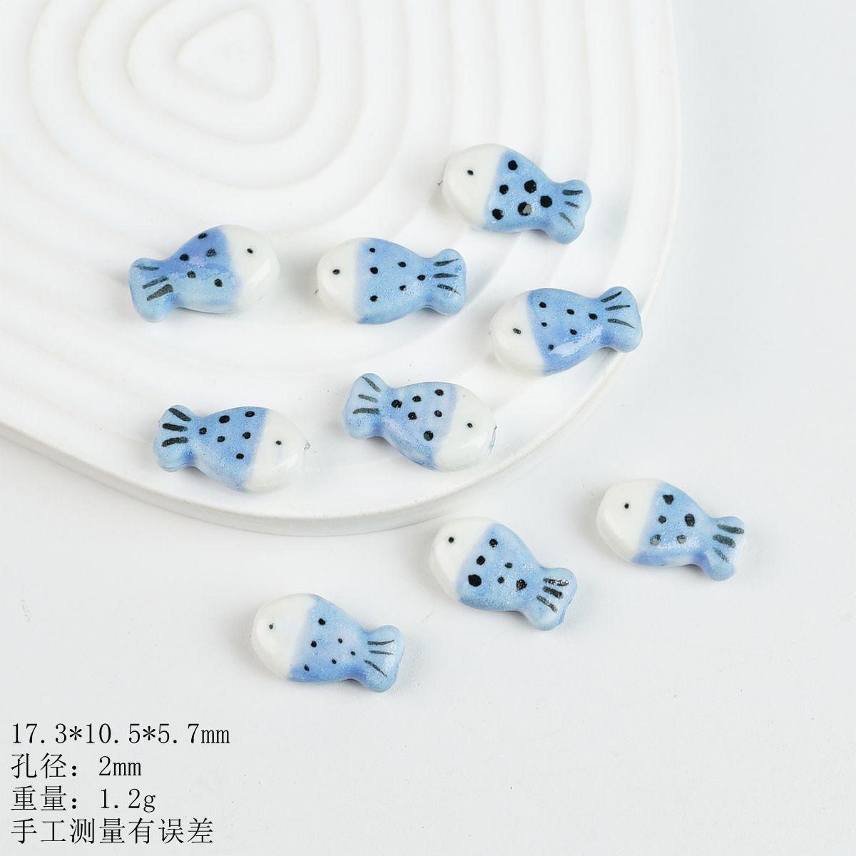 Jingdezhen ceramic hand-painted colored fish loose beads buttons clothing accessories accessories handmade jewelry buttons DIY