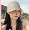 Wide Brim Fisherman Hat with Wig Sunscreen Short Straight Hair Casual Women Sun Cap Wig  Outdoor
