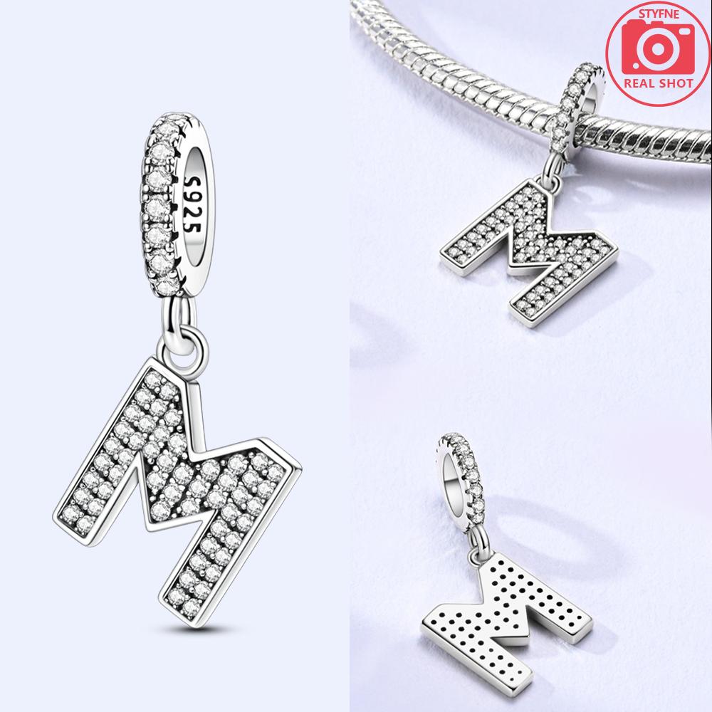 Classical 26 English Letters Original Charms White Zircon Beads Fit Copper Bracelet Accessories Women Diy Fine Gift Jewelry