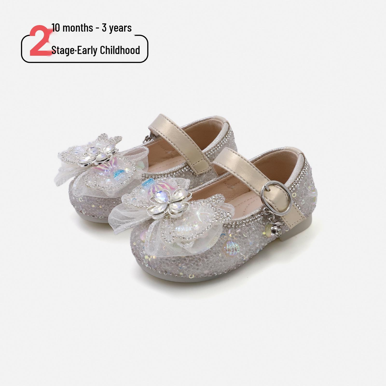 

Весна 2026 Девочки Бант Кожа Нескользящие Туфли Принцессы - Корейский Стиль, Модные и Универсальные с Мягкой Подошвой. 16/12.0cm бежевый