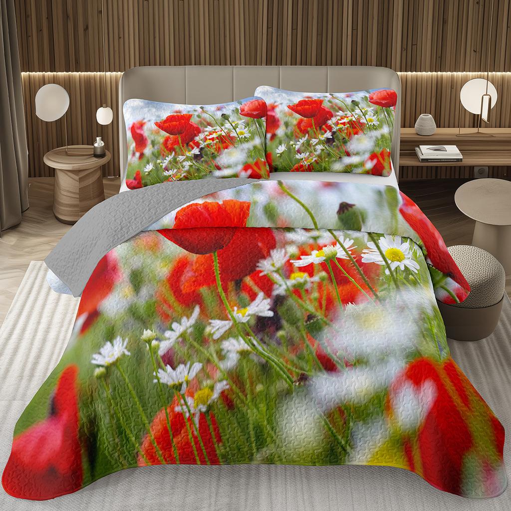 Purple Lavender Bedspread Set Botanical Floral Coverlet Twin Queen Garden Flower Quilted Bedding Set For Girls Women Bedroom