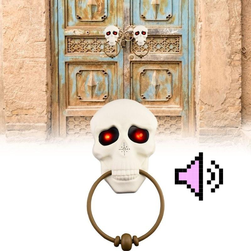 Spooky Halloween Doorbell Decorative Skull Design Light Up And Sound Effect Prop