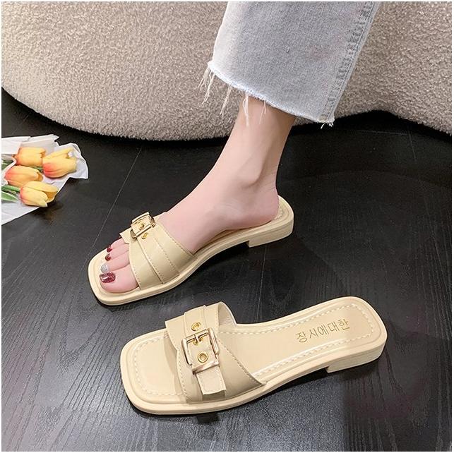 Fashionable Women's Summer Sandals Cross-border Buckle Outsole Pvc Material New Style Flat Bottom Ideal For Outdoor Wear