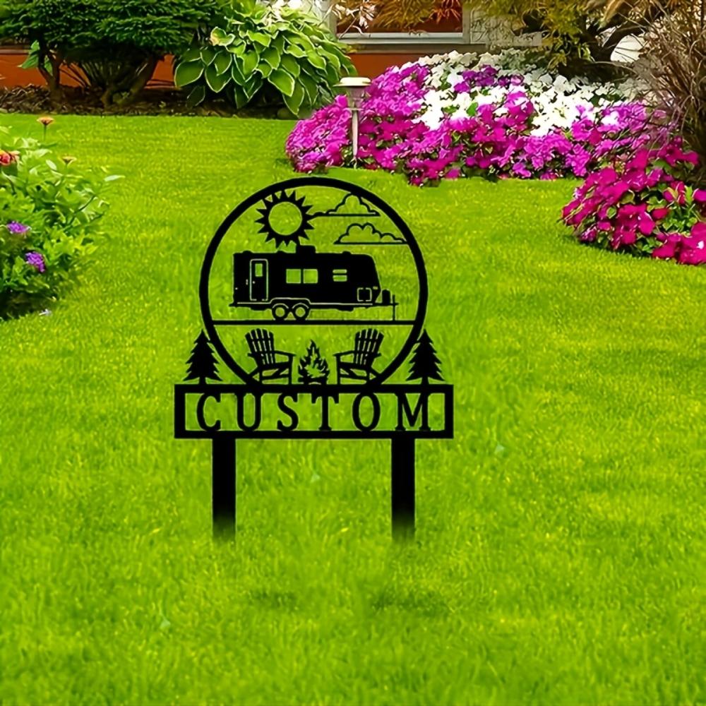 Customizable Metal Camping Marker Engraved Name Durable Outdoor Stake for Campers RVs Lawns Anniversary Gift