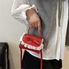 Bow Lace Pu Shoulder Bag Handbag Tote Commuter Bag Trendy All-Match Women'S Crossbody Casual Small Square Bag Girly Gift