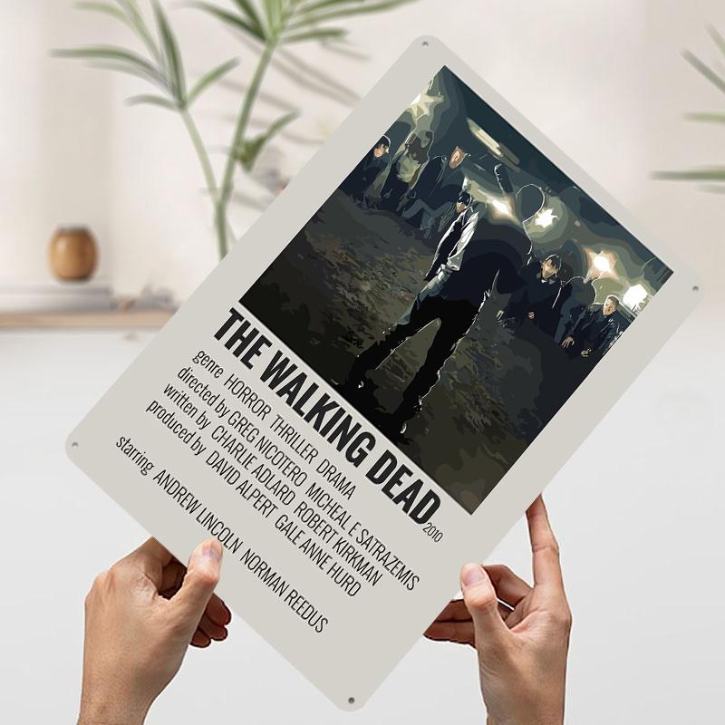 The Walking Dead Poster Customized Wall Art Vintage Metal Signs Retro Tin Plaque for Man Cave Room Decoration Gaming Wand Deko