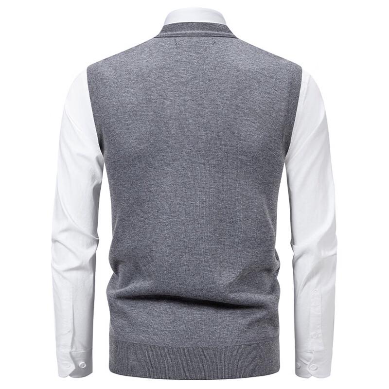 Hengyuanxiang Men's V-Neck Knit Vest Cardigan