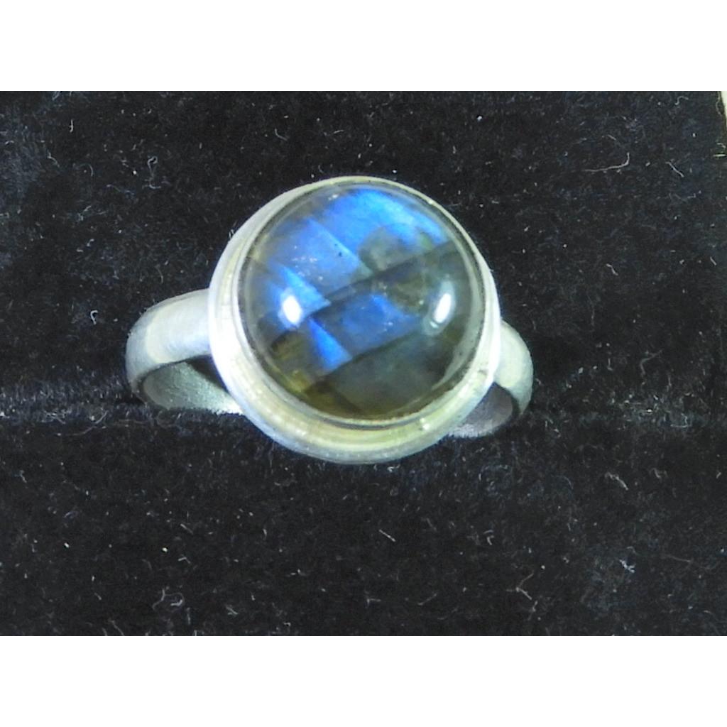 Round Labradorite Ring US-8 Solid 925 Sterling Silver Chunky Gemstone Ring MK-11