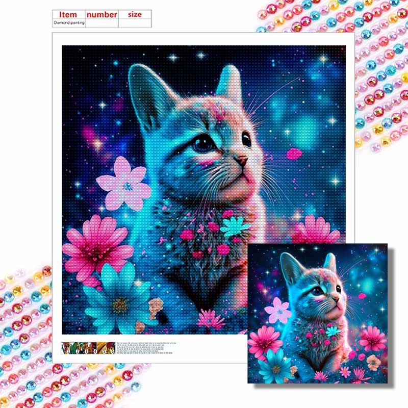 New Arrival 5D DIY Full Circle Diamond Painting "Flowers and Cats" Embroidery Cross Stitch Home Decor Gift