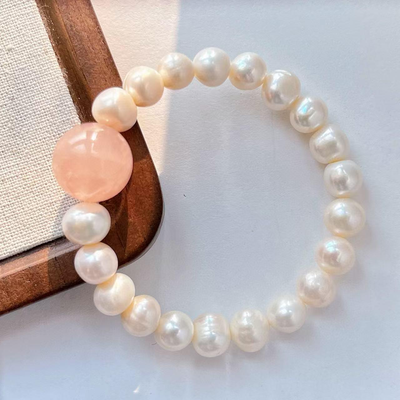 Elegant Pink Crystal & Freshwater Pearl Bracelet