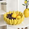 Kitchen Countertop Organizer Ceramic Banana Fruit Bowl, Hand-Painted Stable Base Decorative Snack Unique Housewarming Gift Tray, Large Capacity
