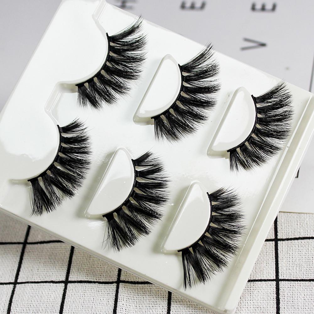 (brisand) 3 Pairs 3D Long False Eyelashes Makeup Natural Fake Thick Black Eye Lashes