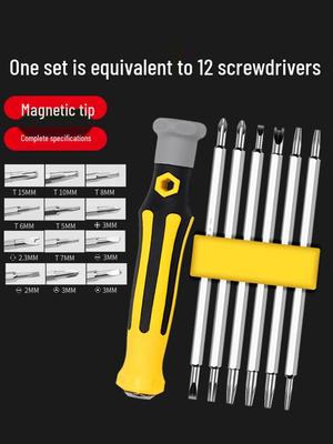Versatile Double-Ended Screwdriver Set: Phillips, Torx, Triangle, Slotted - Compact for Home Use