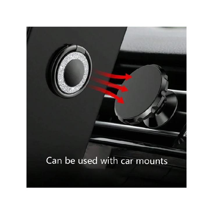 Round Foldable Zinc Alloy Phone Ring Holder 360 ° 1 Rotating Magnetic Lazy Stand