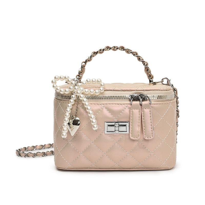 Minimalist Pu Box Bag With Chain And Embroidery For Urban Style