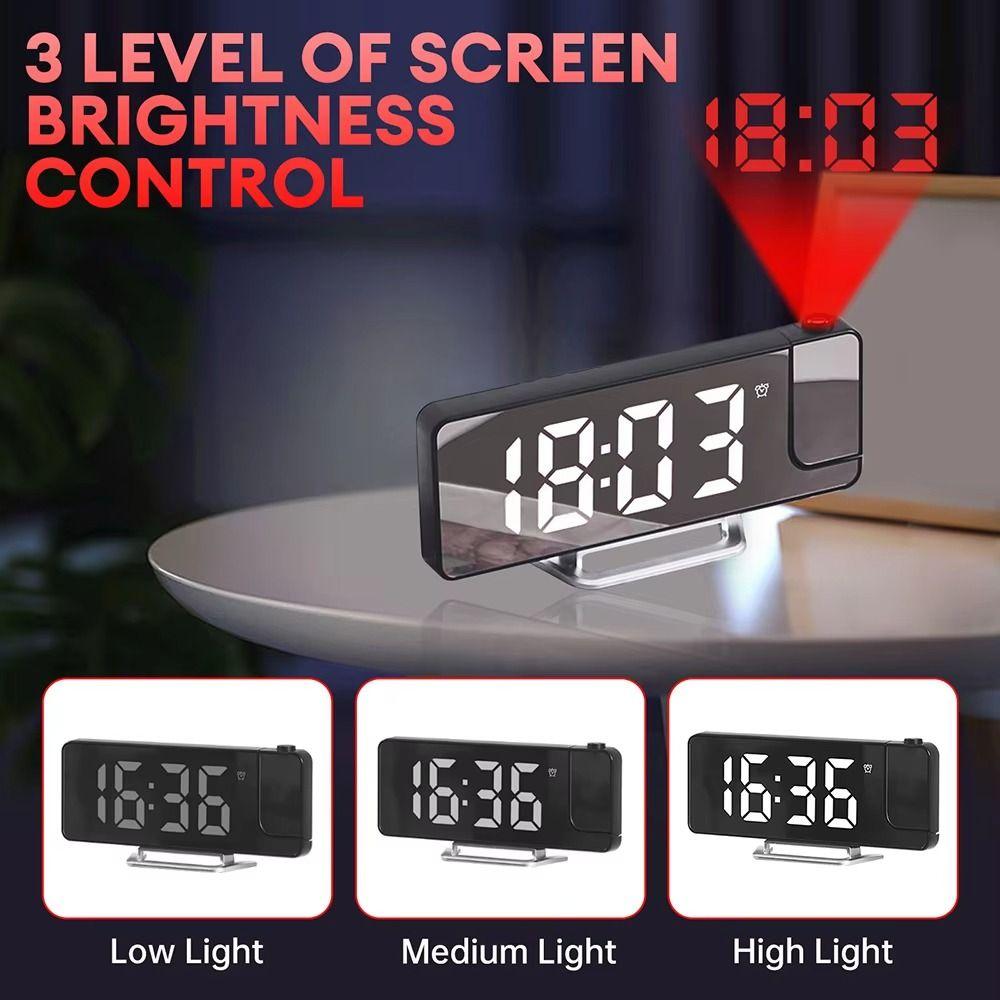 12/24H LED Digital Mirror Clock Date/Temperature Display Projector Ceiling Clock for Bedroom