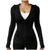 Women’s Casual Hooded Zip Up Jacket with Thumb Holes Long Sleeve Slim Fit Breathable Lightweight Top for Everyday Wear