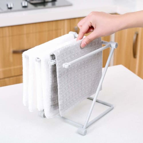Liroyal Towel Rack, Dish Drying Stand, Holds 4 Dishcloths, Flower Design, Dish Drainer, Dish Holder, Bottle Drainer, Over-the-Sink Dish Drainer, Stove