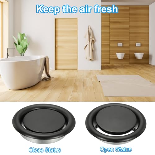 PATIKIL 200mm Round Metal Vent, Adjustable Natural Ventilation System for Home Renovations, Wall-Mounted, Black, 1 Piece