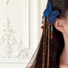 Exquisite Blue Butterfly Tassel Hair Clip | Ethnic Chinese Style