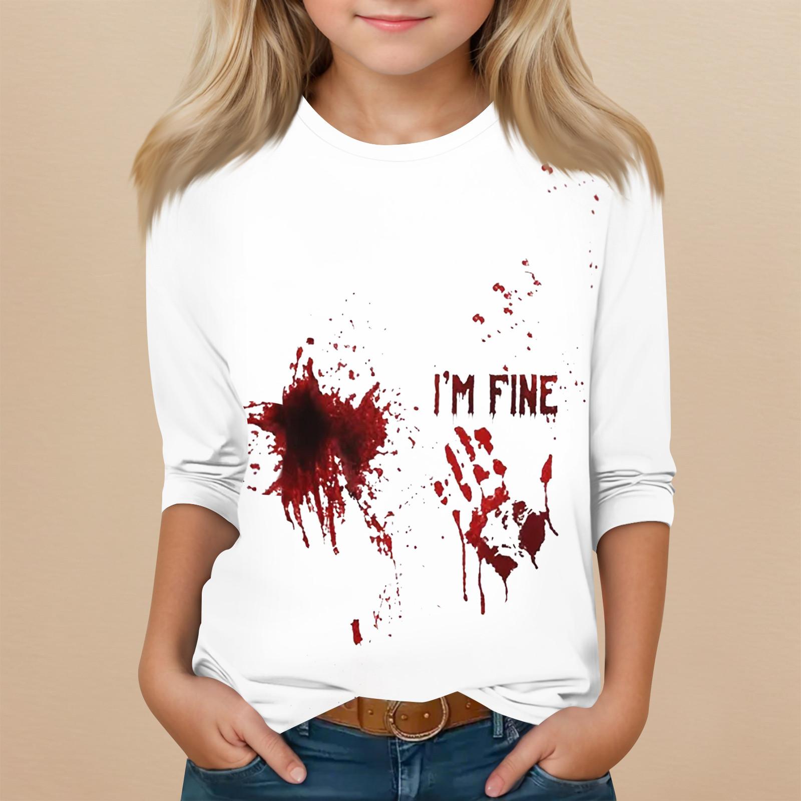 

Детский топ с рукавом 3/4 и круглым вырезом, с принтом на Хэллоуин, повседневный 160 арбуз красный