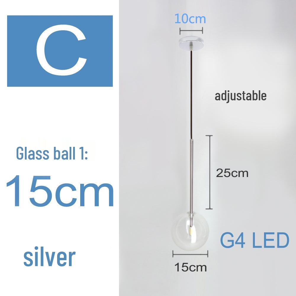 Nordic Minimalist Transparent Glass Ball Pendant Light for Bedroom or Bar