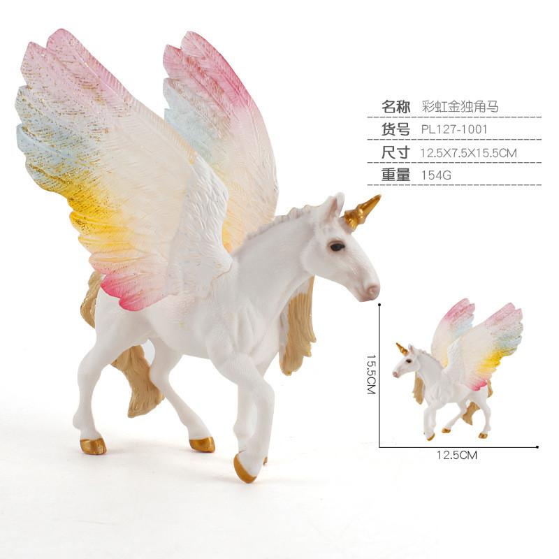 Eye-catching Fantasy Unicorn Rainbow Horse Pvc Model With Adorable Flying Pony And Elf Sheep