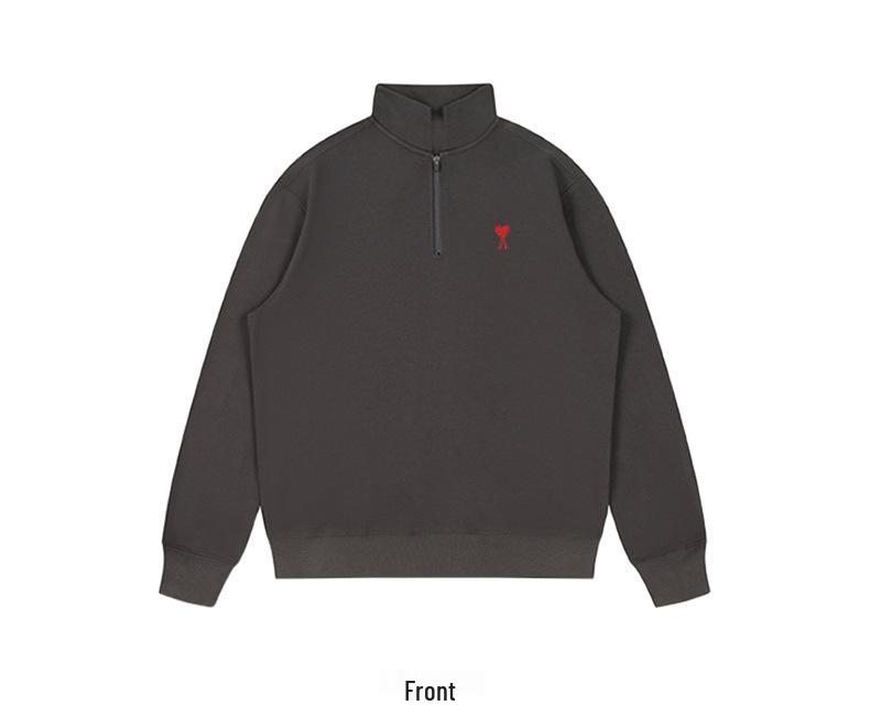 Men's Embroidered Half-Zip Stand Collar Hoodie 2024 - Comfortable, Versatile & Stylish for Autumn
