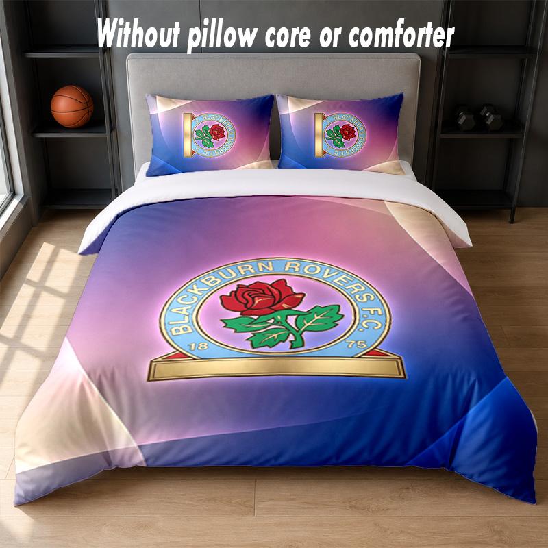 Blackburn Rovers Football Design Bed Bedding Set 1 Duvet Cover + 2 Pillowcases Soft Breathable Household Bed Linens
