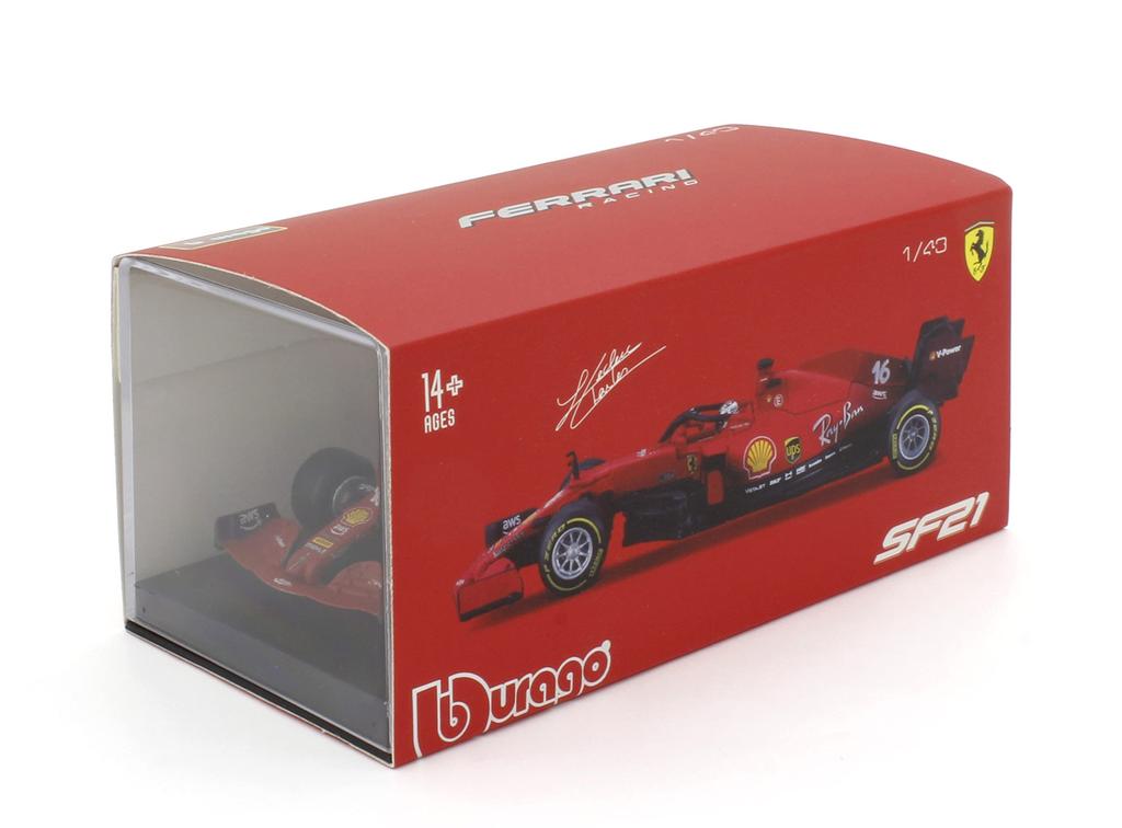 Bburago Ferrari SF21 Leclerc Clear Case Finished Model 1/43 (2021) No.16 C.