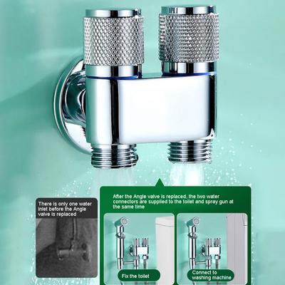 1PCS G1/2 1 In Two Out Double Control Washing Machine Faucet Toilet Triangle Valve Bathroom Toilet Bidet Sprayer Accessories