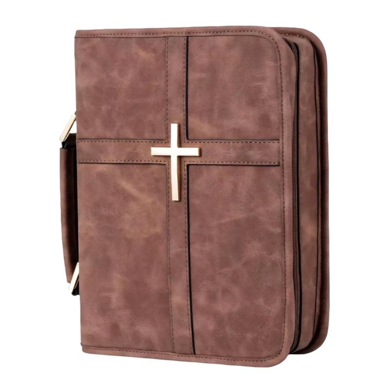 Borsa porta libro di preghiera Custodia per libro in pelle PU con chiusura completa e maniglia per il trasporto per culto, viaggi e uso domestico