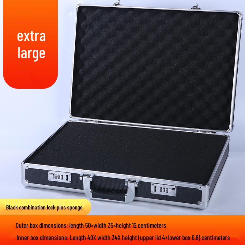 Aluminum Alloy Portable Toolbox with Lock for Hardware, Documents, and Cash Storage