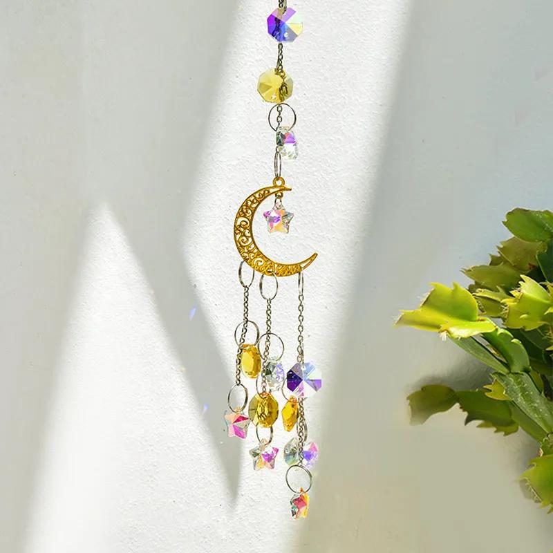 1 Piece, Silver Gold Moon Pentagram, Window Garden Decoration Crystal Pendant Sunshine Catcher