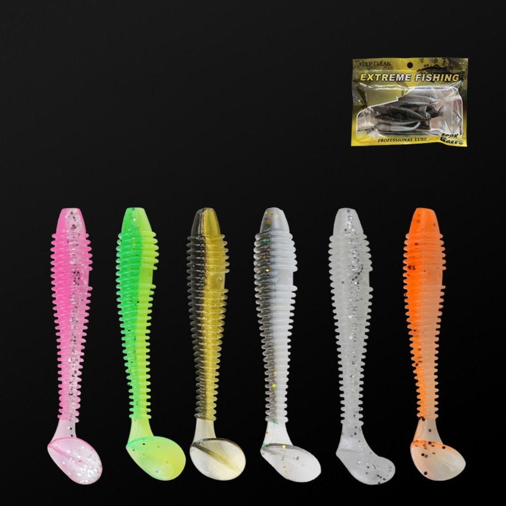 20PCS Soft Micro Soft Fishing Lures T-tail Design Worm Shape T-tail Worm Lure 5.5cm Fishing Tackle Bass Fishing