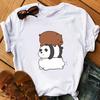 Kawaii Bare Bears Cartoon Print T-Shirt Girls White T-Shirt Women Happy Top Cute Short