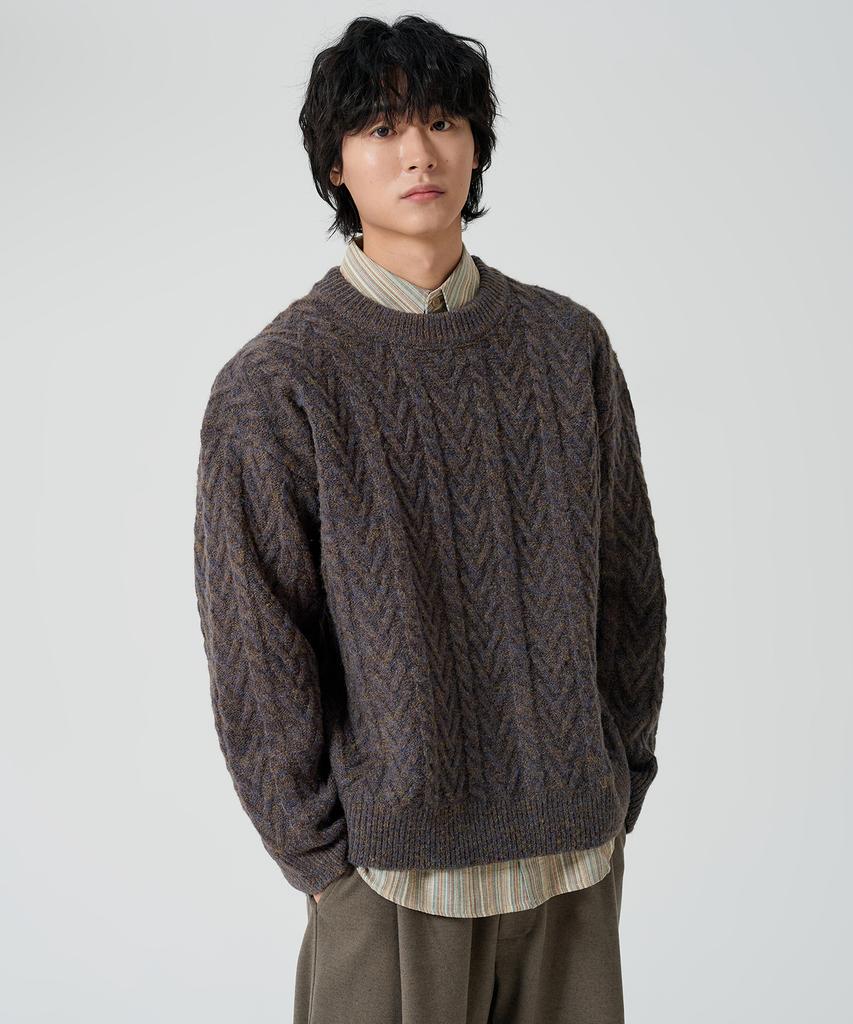 Ousa Heathered Cable Round Knit 3 Colors