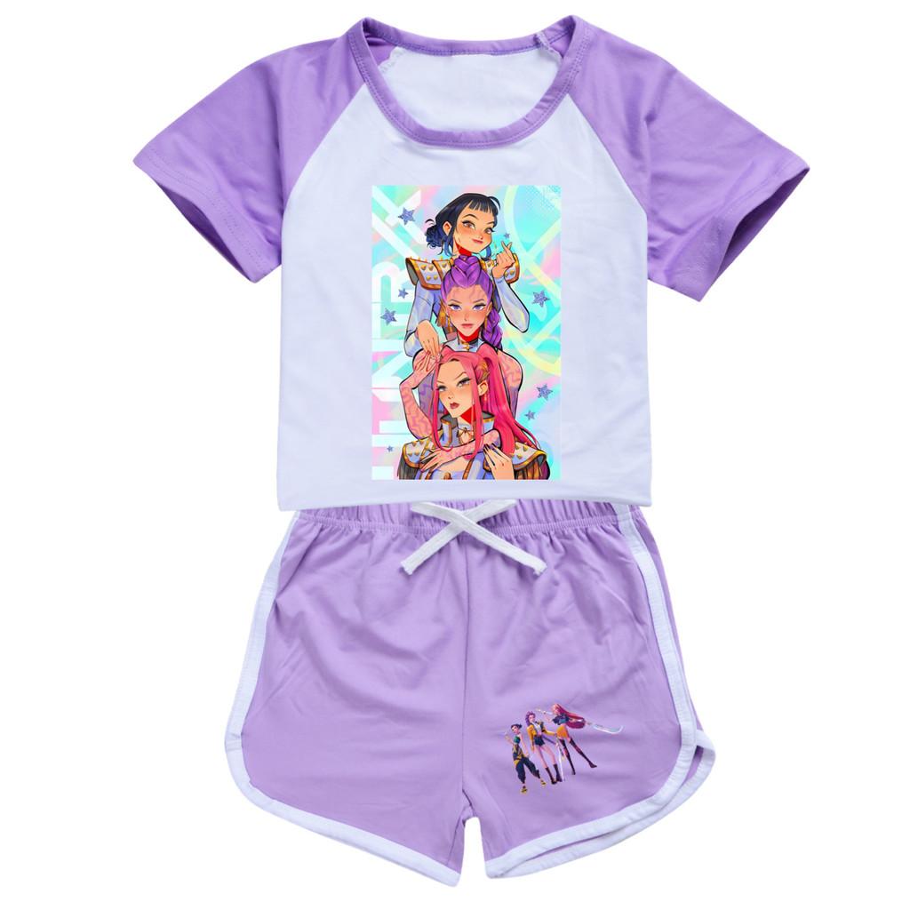 4901 Kids Girls POP Rumi Zoey Mira Print T-shirt Shorts Sport Tracksuit Clothes Set