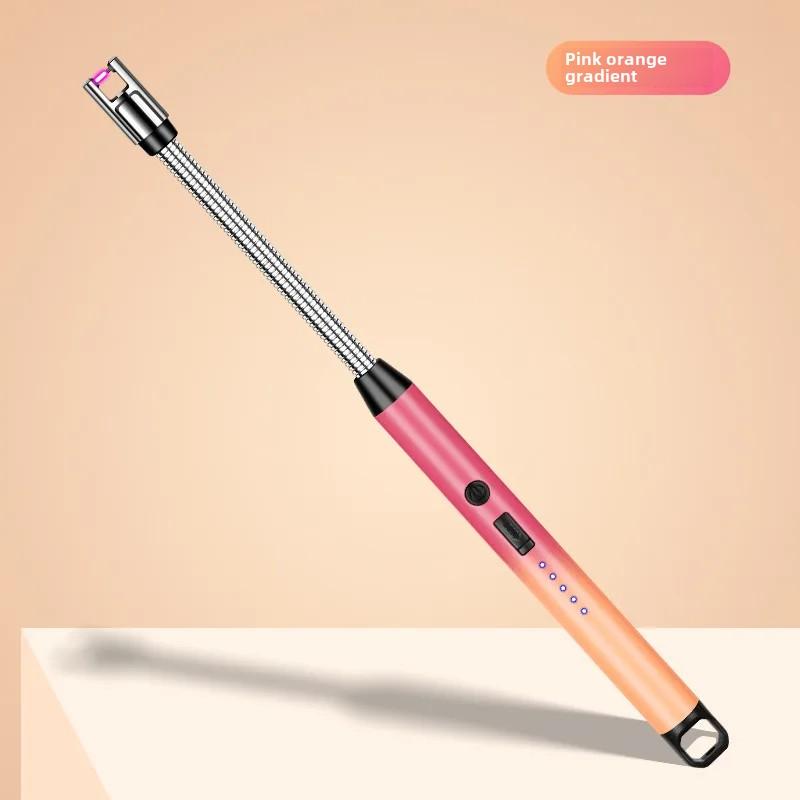 Gradient Color Windproof Electronic Pulse USB Charging Lighter Safety Ignition Switch Outdoor Kitchen Candle Electric Lighters