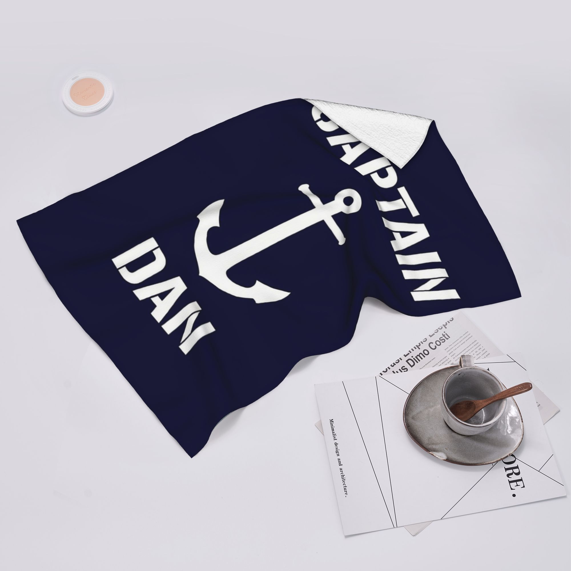 Ka Chen Muxi White Nautical Captain Anchor Soft Face Towel Quick Dry Pool Bath Cotton Towels Absorbent
